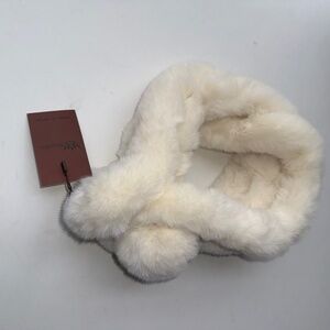 STUDIO New Womens One Size Ivory Faux Fur Super Soft Neck Wrap Scarf B15
